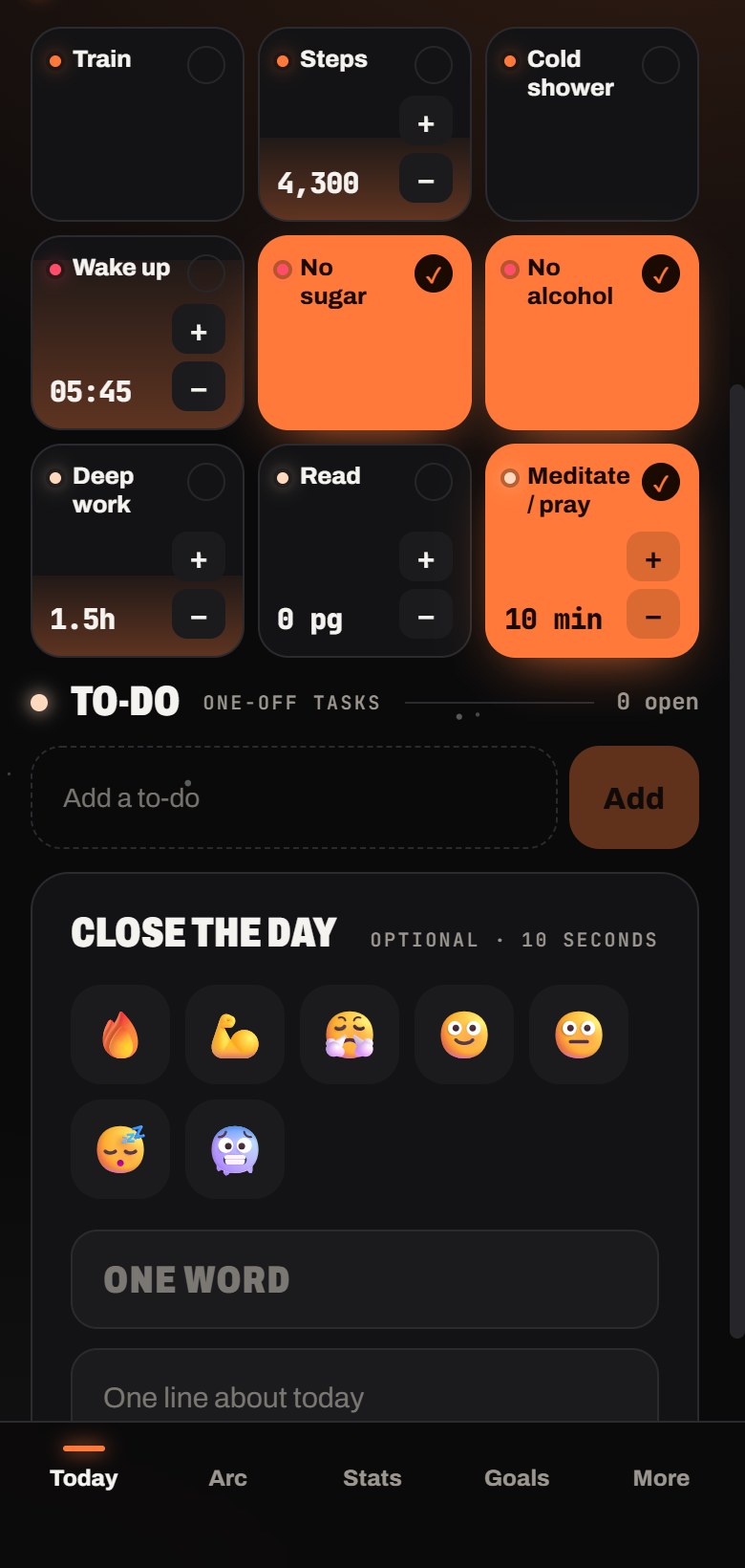 Habit tiles, tapped done